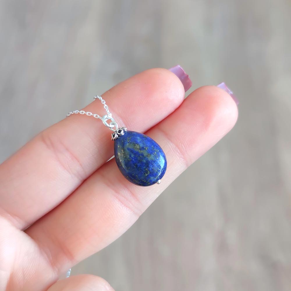 Lapiz retailer Lazuli Stone- Spiral Pachamama - Silver Pendant